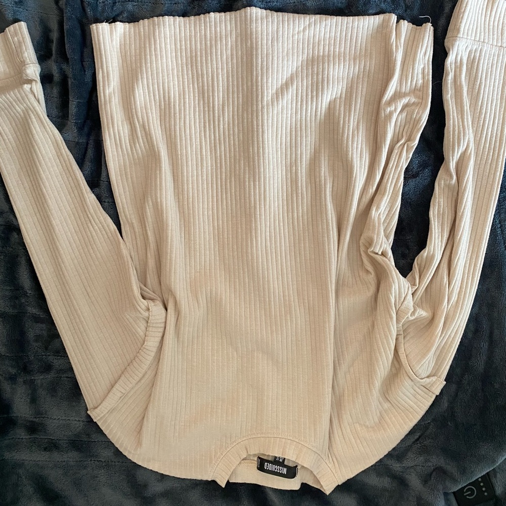 Thin ribbed set top and bottom light beige cream no tags but never worn